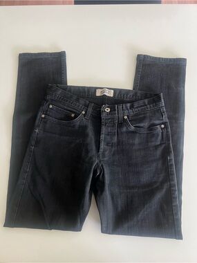 Naked & Famous Denim Men's Skinny Jeans in Washed Black tagged 33 fit like 31